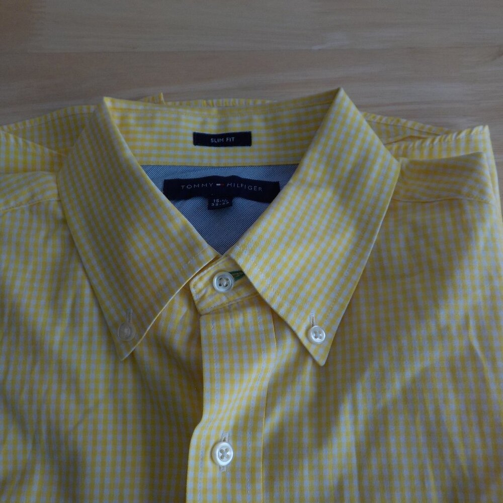 Tommy Hilfiger Yellow Check Long Sleeve Button Down - Slim 15 1/2 32-33 - (411) - Picture 8 of 8